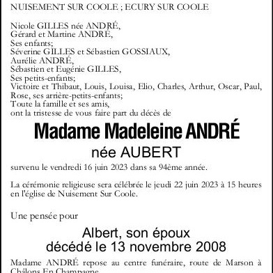 Photo de Madeleine ANDRE